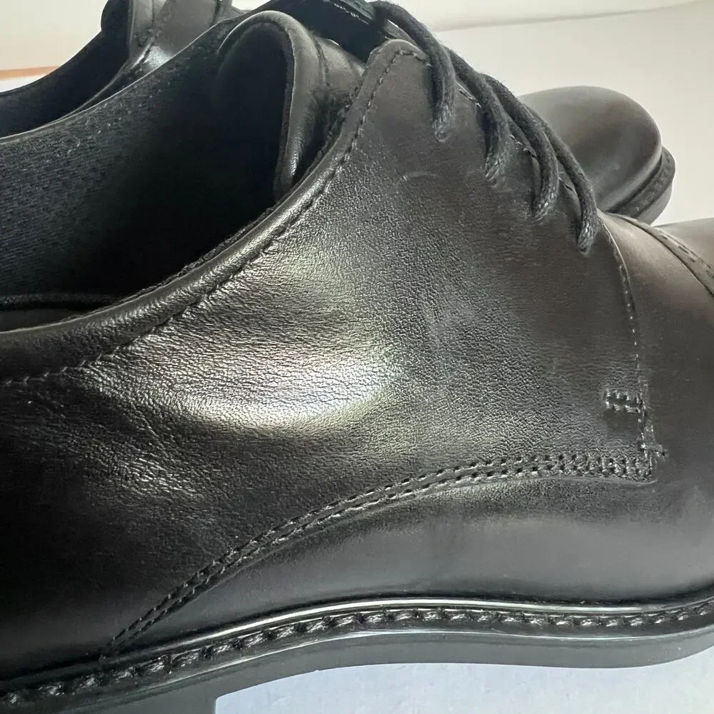 Ecco Vitrus III Cap Toe Oxford Black Leather Shoes Men Size 42 EU